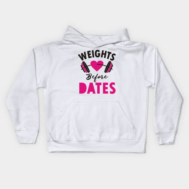 WEIGHTS BEFORE DATES Kids Hoodie by Lin Watchorn 